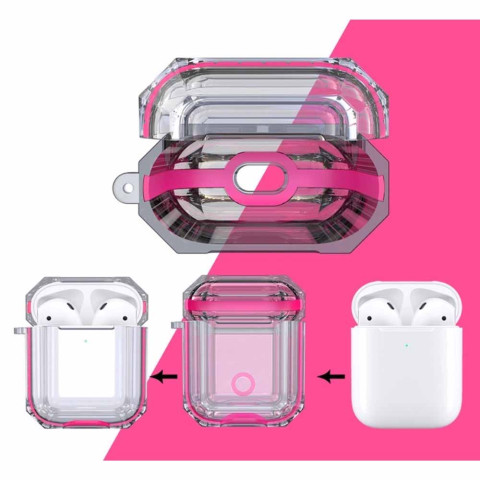 Чехол на AirPods 1/2 Shockproof Transparent Pink Сitrus Чехол на AirPods 1/2 Shockproof Transparent Pink Сitrus